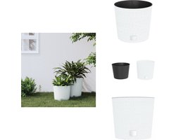 vidaXL Plantenbak - Plantenbakken - Bloempot - Planten Bak - Plantenbak met uitneembare bak rattan-look 15/15,3 L PP wit