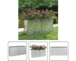 vidaXL Plantenbak Staal - Verhoogde Plantenbak - Plantenbak verhoogd 160x40x77 cm gegalvaniseerd staal zilver - Sierplantenbak - Buitenplanters - Tuinaccessoires