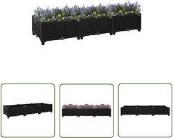 vidaXL Plantenbak - Tuinbak - Plantenbak verhoogd 120x40x23 cm polypropyleen - Zwarte Tuinbak - Polypropyleen Plantenbak - Hoge Plantenbak