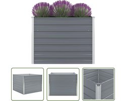 vidaXL Plantenbak - Tuinbakken - Plantenbak verhoogd 100x100x77 cm gegalvaniseerd staal grijs - Metalen Plantenbak - Hoge Plantenbak - Sierplantenbak
