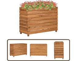 vidaXL Plantenbak Verhoogd - 100x40x72 cm - Teakhout & Staal Houten Plantenbak - Plantenrek - Buitenkamer Decoratie - Teak Plantenbak - Verticale Tuinen