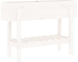 vidaXL - Plantenbak - verhoogd - 101x30x69 - cm - massief - grenenhout - wit