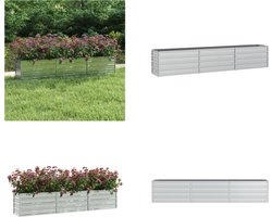 vidaXL Plantenbak verhoogd 240x40x45 cm gegalvaniseerd staal zilver - Verhoogde Plantenbak - Verhoogde Plantenbakken - Plantenbak - Tuinbak