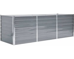 vidaXL - Plantenbak - verhoogd - 240x80x77 - cm - gegalvaniseerd - staal - grijs