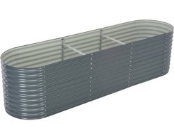 vidaXL - Plantenbak - verhoogd - 320x80x81 - cm - gegalvaniseerd - staal - grijs