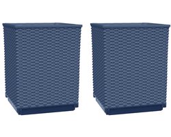 vidaXL - Plantenbakken - 2 - st - 30x30x37 - cm - polypropeen - blauwgrijs