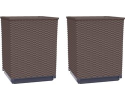 vidaXL - Plantenbakken - 2 - st - 30x30x37 - cm - polypropeen - bruin