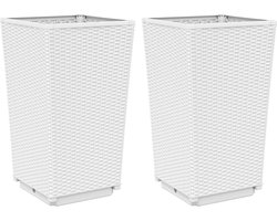 vidaXL - Plantenbakken - 2 - st - 32,5x32,5x57 - cm - polypropeen - wit
