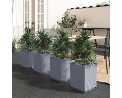 vidaXL - Plantenbakken - 4 - st - 30x30x37 - cm - polypropeen - blauwgrijs