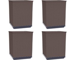 vidaXL - Plantenbakken - 4 - st - 30x30x37 - cm - polypropeen - bruin