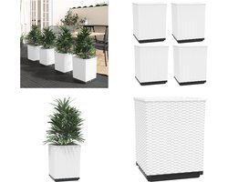 vidaXL - Plantenbakken - 4 - st - 30x30x37 - cm - polypropeen - wit