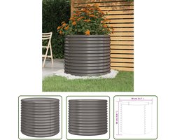 vidaXL Plantenbakken - Tuindecoratie - Plantenbak 80x80x68 cm gepoedercoat staal grijs - Metalen Plantenbak - Grijze Plantenbak - Outdoor Decoratie