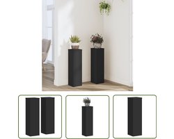 vidaXL Plantenhouder - Plantenstandaard - Plantenstandaards 2 st 17x17x60 cm bewerkt hout zwart - Binnendecoratie - Kamerplant - Sierplant