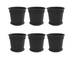 vidaXL - Plantenpotten - 6 - pcs - Zwart - Ø - 19 - x - 16 - cm - Kunststof