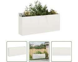 vidaXL Plantenpotten - Plantbakken - Plantenbak 200x40x80 cm koudgewalst staal wit - Balkontuintjes - Tuinaccessoires - Roestvrijstalen Planters