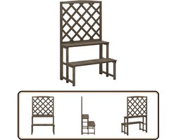 vidaXL Plantenrek met latwerk - 70x42x115 cm - Grijs Hout Plantenrek - Buiten Plantenrek - Vurenhout Plantenstandaard - Grijze Plantenstandaard - Plantenrek Balkon