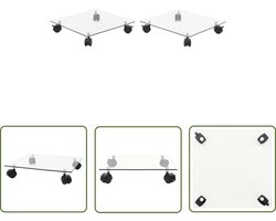 vidaXL Plantenrol - Tuinaccessoires - Plantenrollers vierkant 35x35 cm gehard glas 2 st - Plantendrager - Glazen Plantenroller - Plantenbakverhuisd