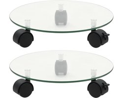 vidaXL - Plantenrollers - rond - 28 - cm - gehard - glas - 2 - st