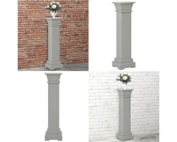 vidaXL Plantenstandaard klassieke zuil vierkant 17x17x66 cm MDF grijs - Plantenstandaard - Plantenstandaarden - Planten Standaard - Planten Standaarden