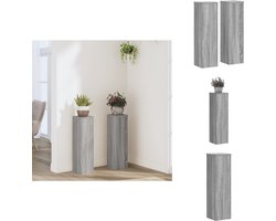 vidaXL Plantenstandaard - Plantenstandaards - Planten Standaard - Plantenhouder - Plantenstandaards 2 st 17x17x60 cm bewerkt hout grijs sonoma