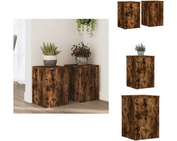 vidaXL Plantenstandaard - Plantenstandaards - Plantenrek - Planten Standaard - Plantenstandaards 2 st 25x25x35 cm bewerkt hout gerookt eiken
