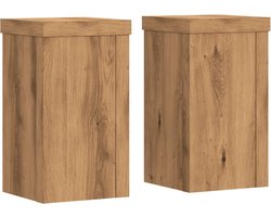 vidaXL - Plantenstandaards - 2 - st - 10x10x18 - cm - hout - artisanaal - eiken
