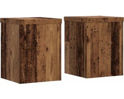 vidaXL - Plantenstandaards - 2 - st - 15x15x20 - cm - bewerkt - hout - oud - houtkleurig
