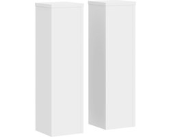vidaXL - Plantenstandaards - 2 - st - 17x17x60 - cm - bewerkt - hout - wit