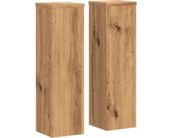 vidaXL - Plantenstandaards - 2 - st - 17x17x60 - cm - hout - artisanaal - eikenkleurig