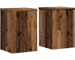 vidaXL - Plantenstandaards - 2 - st - 20x20x30 - cm - bewerkt - hout - oud - houtkleurig