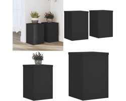 vidaXL Plantenstandaards 2 st 20x20x30 cm bewerkt hout zwart - Plantenstandaard - Plantenstandaards - Plantenrek - Planten Standaard