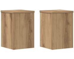 vidaXL - Plantenstandaards - 2 - st - 20x20x30 - cm - hout - artisanaal - eiken