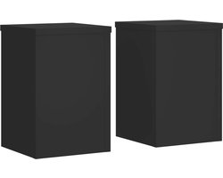 vidaXL - Plantenstandaards - 2 - st - 25x25x35 - cm - bewerkt - hout - zwart