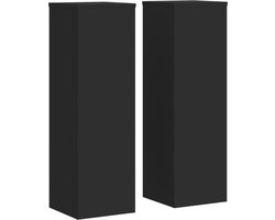 vidaXL - Plantenstandaards - 2 - st - 25x25x80 - cm - bewerkt - hout - zwart