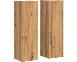 vidaXL - Plantenstandaards - 2 - st - 25x25x80 - cm - hout - artisanaal - eikenkleurig