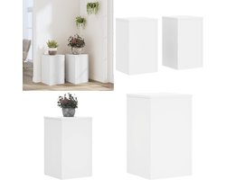 vidaXL Plantenstandaards 2 st 30x30x50 cm bewerkt hout wit - Plantenstandaard - Plantenstandaards - Plantenrek - Planten Standaard