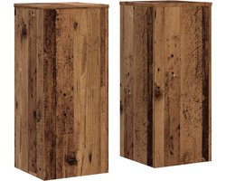 vidaXL - Plantenstandaards - 2 - st - 30x30x70 - cm - bewerkt - hout - oud - houtkleurig