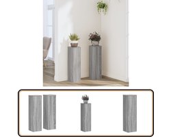 vidaXL Plantenstandaards - 2 stuks - 60 cm - Grijs Eiken Bloemenstandaard - Plantendrager - Houten Standaard - Binnenplanten - Sierlijke Bloempot