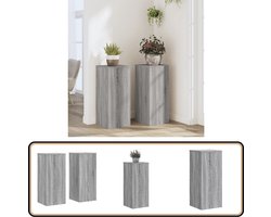 vidaXL Plantenstandaards - 2 stuks - Grijs Sonoma Eiken Plantenstandaard - Houten Plantendrager - Grijze Plantenkast - Decoratieplank - Indoor Plantenhouder