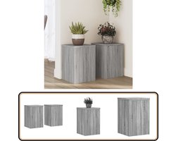 vidaXL Plantenstandaards - 2 Stuks - Grijs Sonoma Eiken Plantenstandaard - Houten Plantendrager - Indoor Plantenbak - Sierlijke Plantenhouder - Minimalistisch Design