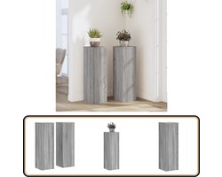 vidaXL Plantenstandaards - 2 stuks - Grijs Sonoma Eiken Plantenstandaard - Houten Plantendrager - Indoor Plantenhouder - Plantenrek - Sierlijke Plantenstandaard