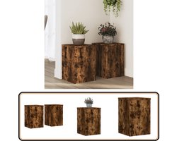 vidaXL Plantenstandaards - Bewerkt Hout - Set van 2 Plantenstandaard - Houten Plantendrager - Bloemenstandaard - Kamerplanten - Binnenplanten