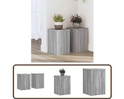 vidaXL Plantenstandaards set van 2 - Grijs Sonoma Plantenstandaard - Houten Plantendrager - Grijze Plantenkast - Modern Interieurdecoratie - Minimalistisch Woonaccessoire