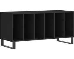 vidaXL - Platenkast - 100x38x48 - cm - bewerkt - hout - zwart