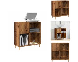 vidaXL Platenkast - Platenkasten - Platenspeler Kast - Elpee Opbergkast - Platenkast 84,5x38x89 cm bewerkt hout oud houtkleurig