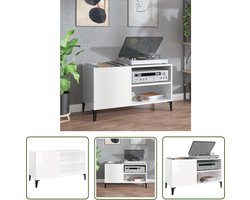 vidaXL Platenkasten - Platendrager - Platenkast 84,5x38x48 cm bewerkt hout hoogglans wit - Audio Equipment - Vintage Furniture - Houten Kasten