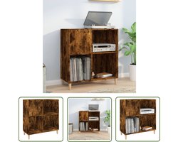 vidaXL Platenkasten - Platendrager - Platenkast 84,5x38x89 cm bewerkt hout gerookt eikenkleurig - Audio Furniture - Vintage Style - Bruine Meubels