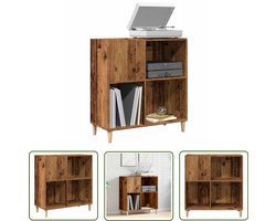 vidaXL Platenspelers Cabinet - Vinyl Kast - Platenkast 84,5x38x89 cm bewerkt hout oud houtkleurig - Muziekbibliotheek - Opslagoplossing - Vintage Design