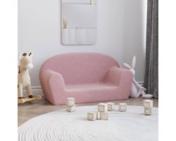 vidaXL Pluche Bank - Kinderbank - Kinderbank 2-zits zacht pluche roze - Kindermeubel - Speelplek Kinderen - Roze Meubels