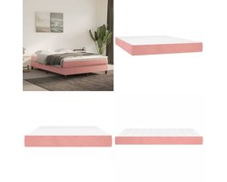 vidaXL Pocketveringmatras 140x190x20 cm fluweel roze - Pocketveringmatras - Pocketveringmatrassen - Matras - Pocketvering Matras